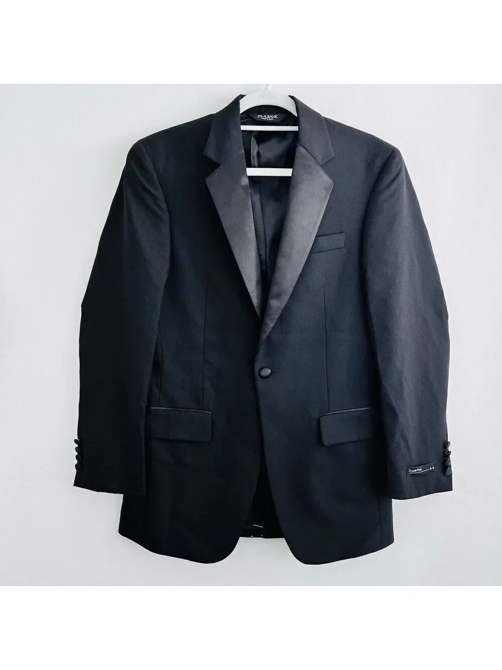 NWT Jos A Bank Black 100% Wool & Satin Trim Tuxedo Jacket Retail $475 ~ Mens 35R